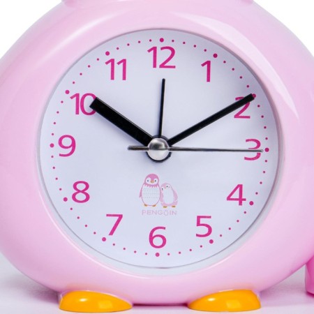 Alarm clock "Penguin", with a pencil, discrete move, D-6 cm, 12 x 14.5 cm, pink-4