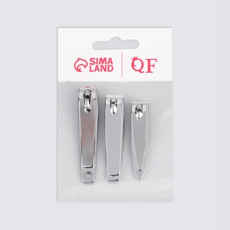 Manicure nippers, set, 3 pcs, 5/5.5/7 cm, on blist, silver color-3