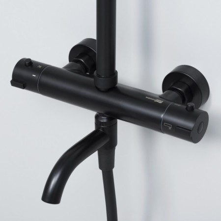 Shower system Wasserkraft A28801, tropical shower, thermostat, hand watering can, black-6