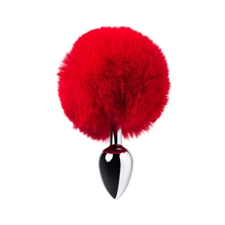 Anal plug Toyfa Metal, silver, with a red tail, 4.2 cm, d = 2.7 cm-1