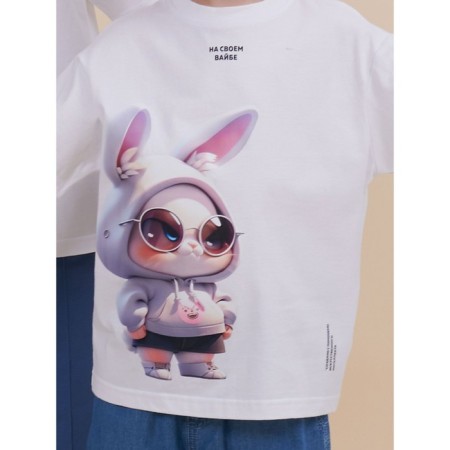 Children's T -shirt, height 134 cm, white color-2