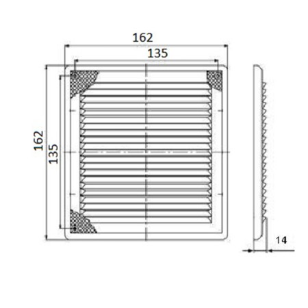 Ventilation grate "LRR162, 162 x 162 mm, mesh, detachable, adjustable-6