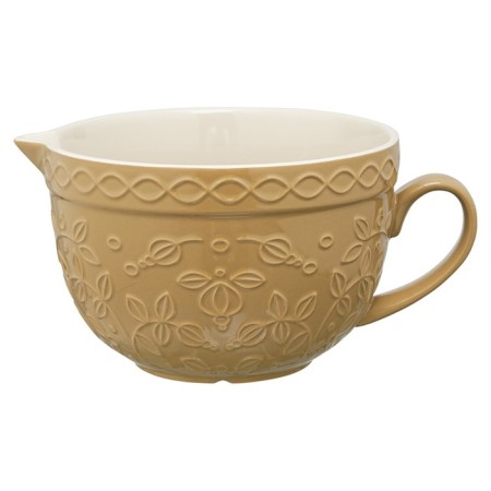 A jug for mixing beige color with a relief pattern of Taiga berries, 2l