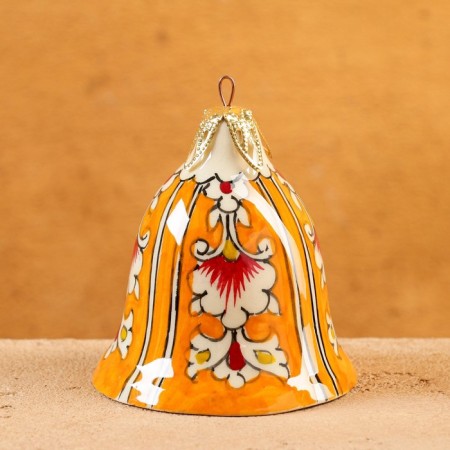 Toy Christmas tree Rishtan ceramics "bell", 7 cm, orange