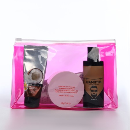 Cosmetic bag with a zip-butter, raspberry color-1