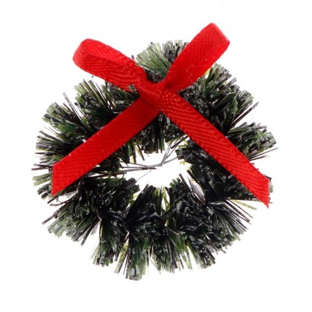 Decor "New Year's Wreath with a bow", a set of 3 pcs., Size 1 pc. -3 cm, dark green color-5