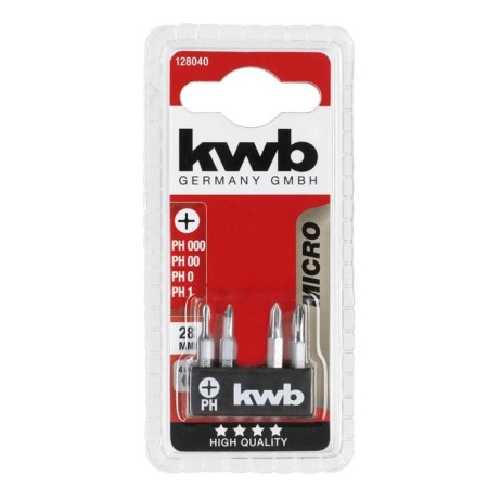 Bit KWB Micro, PH000/PH00/PH0/PH1, steel TQ60, 28 mm, 4 pcs-1