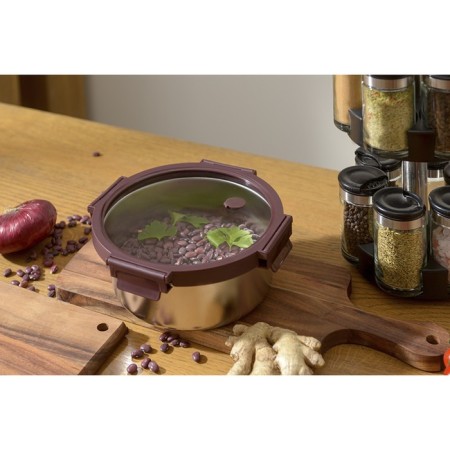 Smart Solutions lunch box, glass cover, 1.5 l, plum color-1
