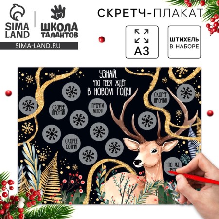 Christmas decoration. Scretch-plate "Miracles in the New Year!" With a valve, a3