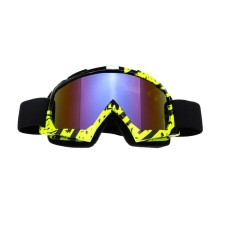 Glass-mask for motorcycle driving, glass blue-violet chameleon, black and yellow, OM-24