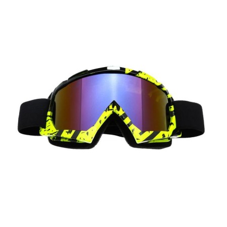 Glass-mask for motorcycle driving, glass blue-violet chameleon, black and yellow, OM-24