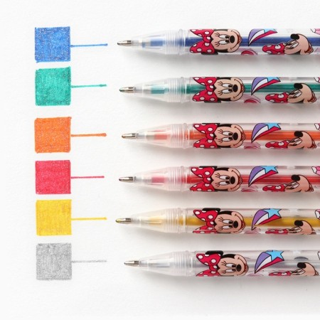 A set of gel handles with sparkles, 6 colors, Minnie Mouse-1