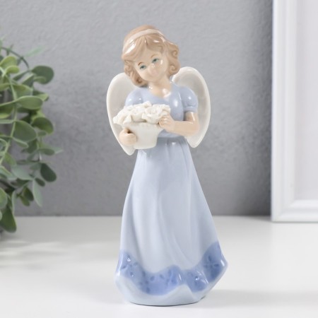 Souvenir Ceramics "Angel Observing Flowers" 18x7.5x6 cm