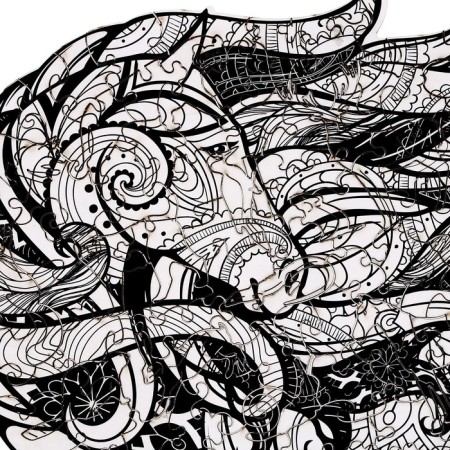 Wooden figured puzzle "Faster than the wind", black and white-4