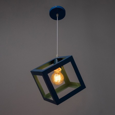 Lamp Bayerlux suspension Bayerlux "square" 1x40W E27 blue 16x16x18-116 cm-2