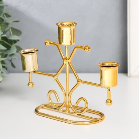 Summary Metal for 3 candles "Geometry. Balls" D-2-2.3 cm gold 18x6.2x13.5 cm-3