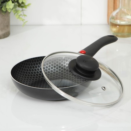 Forever pan, d = 18 cm, removable handle, glass cover, anti -stick coating, color gray color-1