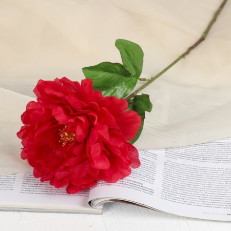 Artificial flowers "velvet peony" 15x55 cm, red