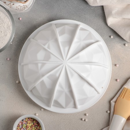 Form for mousse desserts and baking konfinetta "Crystal", silicone, 19 × 9.8 cm, white color-1