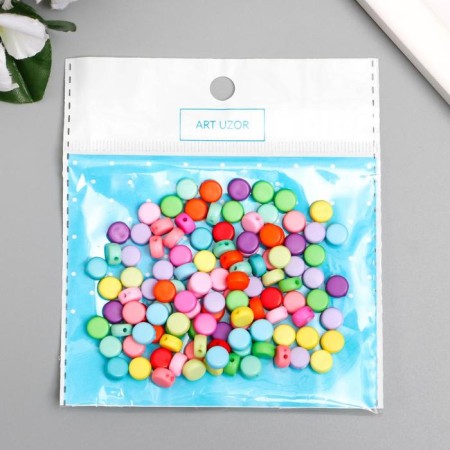 Beads for creativity plastic "Bright circles" set 20 grams 0.4x0.7x0.7 cm-2