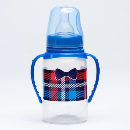 A bottle of feeding "Little Boss", a classic throat, with handles, 150 ml., 0 months, color blue-4