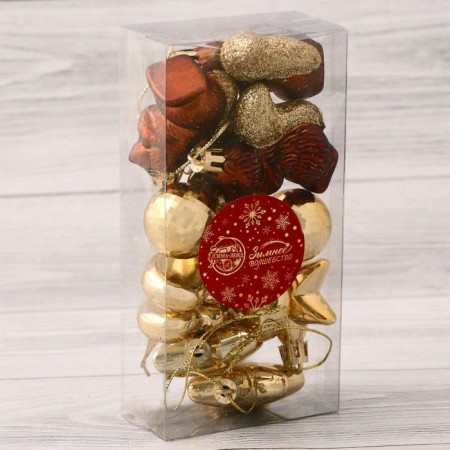 A set of jewelry plastic 12 pcs "Disco New Year" Brown gold-1