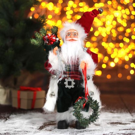 Santa Claus "In a red fur coat with a New Year's wreath" 16x30 cm