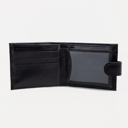 Male purse on a button, for bills, for cards, for coins, black color-2