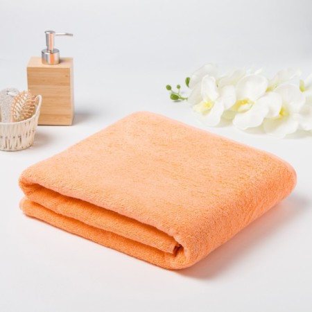 Terry towel smooth -red, 100x180 cm, peach color