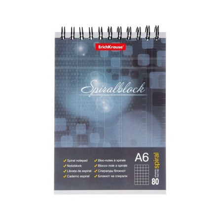 Notebook on spirals A6, 80 sheets, cage, Erichkrause "Spiralblock", cardboard cover, firm substrate, offset unit, 100%white, mix-4