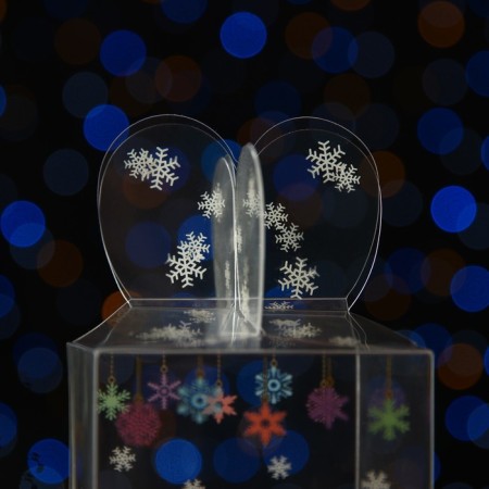 New Year. Box gift New Year's folding PVC "Merry Santa Claus" 6 x 6 x 10 cm.-2