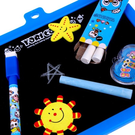 Drawing board is magnetic double -sided, under marker and chalk, sponge, chalk 3 pcs., Marker, magnets 2 pcs.-9