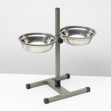 Stand with bowls, 2 x 1.5 l, height 50 cm, collapsible, green-4
