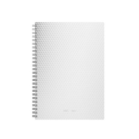 A notebook of 80 sheets in a cage on a spiral Erichkrause Total White, a plastic cover, an offset block, whiteness 100%, white-1