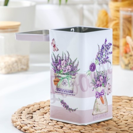 Bank with a lid for bulk products "lavender-3", 1.2 l, 9 × 16.5 cm, rectangular-1