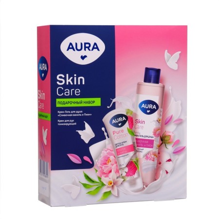 AURA Gift Set "Cream Vanilla and Pion" Cream-Gel Soul, 250 ml + hand cream, 75 ml-3
