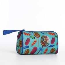 Cosmetic bag with zipper, turquoise color/multi -colored