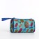Cosmetic bag with zipper, turquoise color/multi -colored