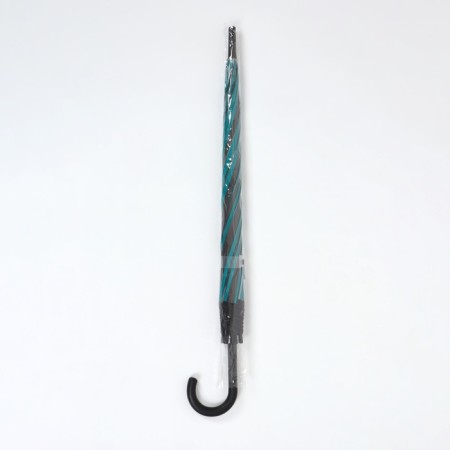 Umbrella - semi -automatic “stripes” cane, 8 spokes, r = 54 cm, gray/green color-3