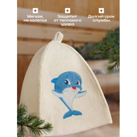 Baby hat with children's print "Dolphin", white-1