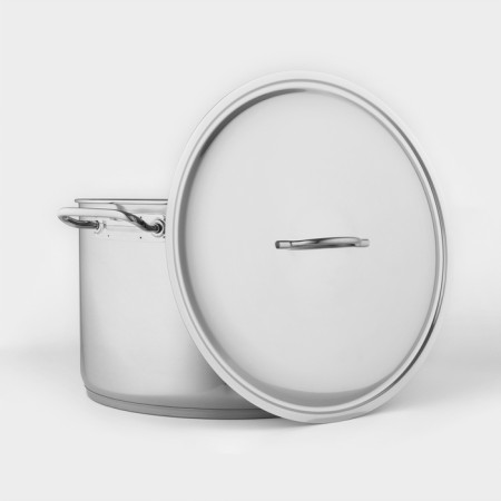 The pan is whole, 30 l, d = 39.6 cm, a metal cover, with a heat distribution layer, induction-2