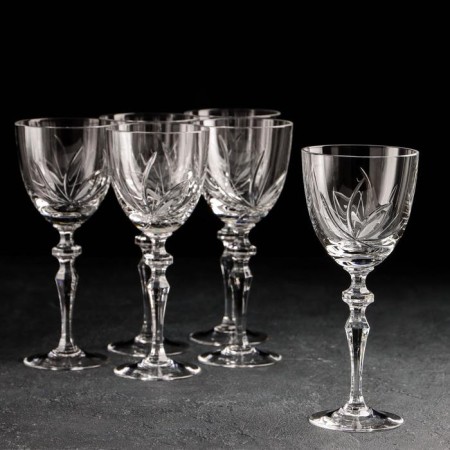A set of crystal glasses for the wine "Flower", 250 ml, 6 pcs