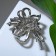 Brooch "Branch" Spring mood, white-purple color in silver