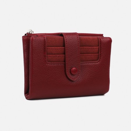 Women's wallet on the button, burgundy color