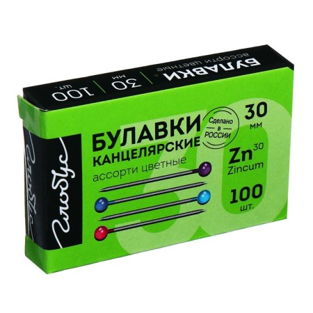 Pins with a color head Globus, 100 pcs., 30 mm-3