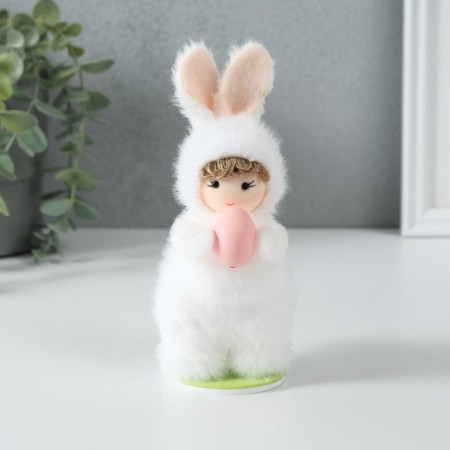 Interior doll "Baby in a bunny costume with an egg" 6x7x15 cm