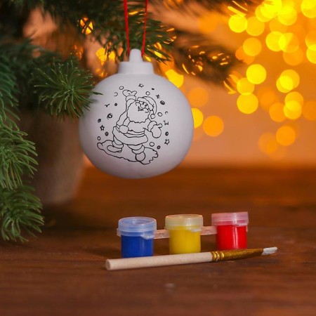 New Year's ball for coloring "Grandfather Frost" with a suspension, paint 3 centers. 2 ml, brush-1