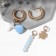 Earrings with the removable element "Transformer" cross, white-blue color in gold
