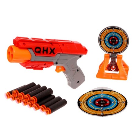 Blaster "Rotor", shoots with soft bullets, complete with a target, the color of a mix-3