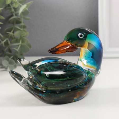 Souvenir glass "Duck-Mandarin" Green 8x15.5x9.5 cm